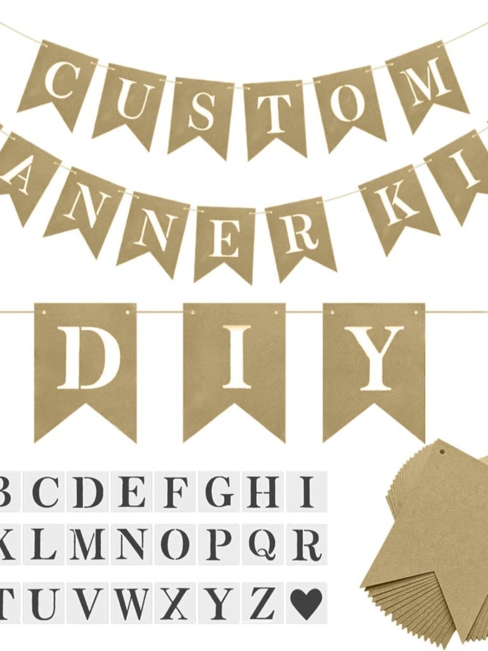 DIY Brown Banner Set, Personalized Banner Party Decorations Supplies Custom Sign